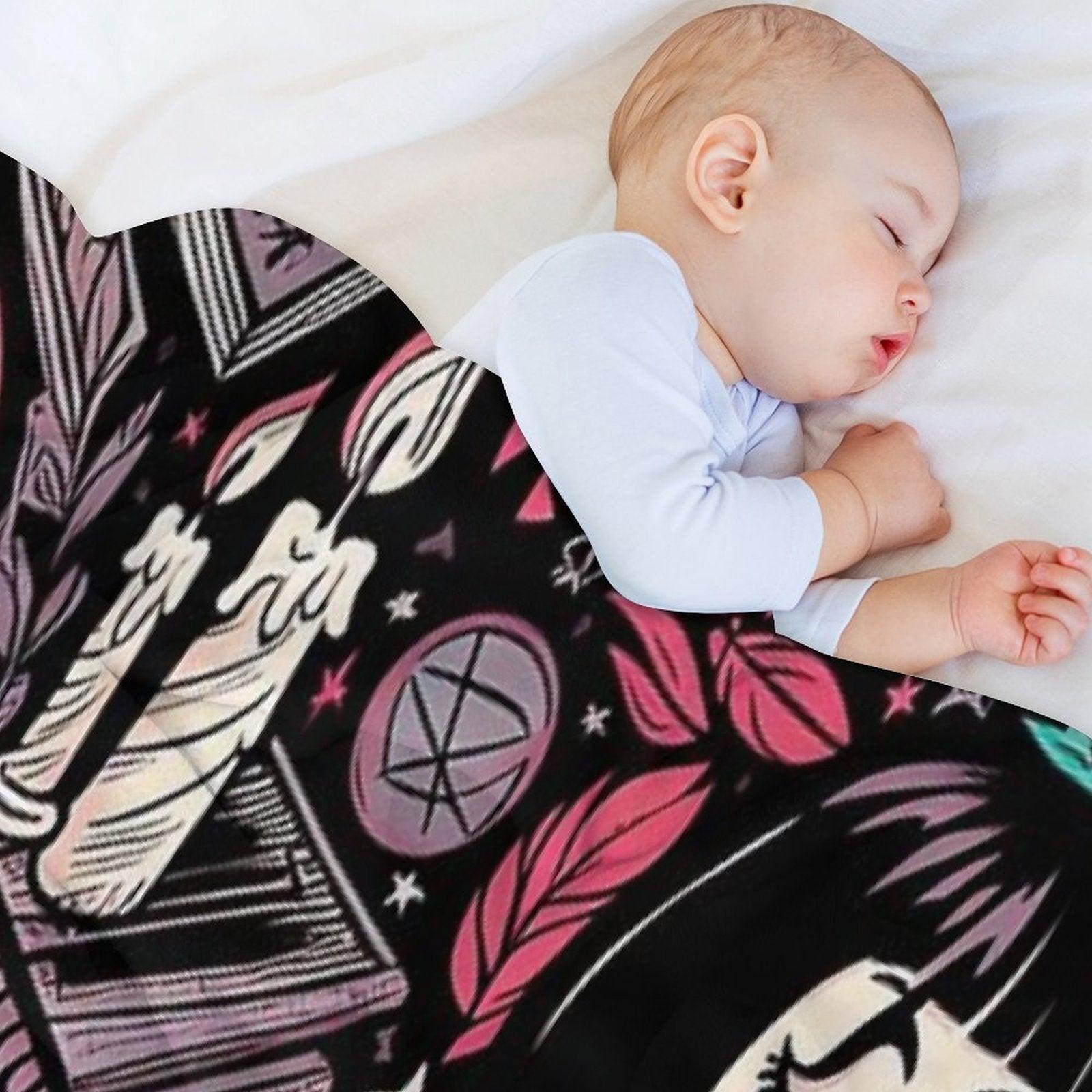 Neo-Gothic Wicca Skulls, Cats, And Ancient Spellbooks in An Intricate Pattern Throw Blanket