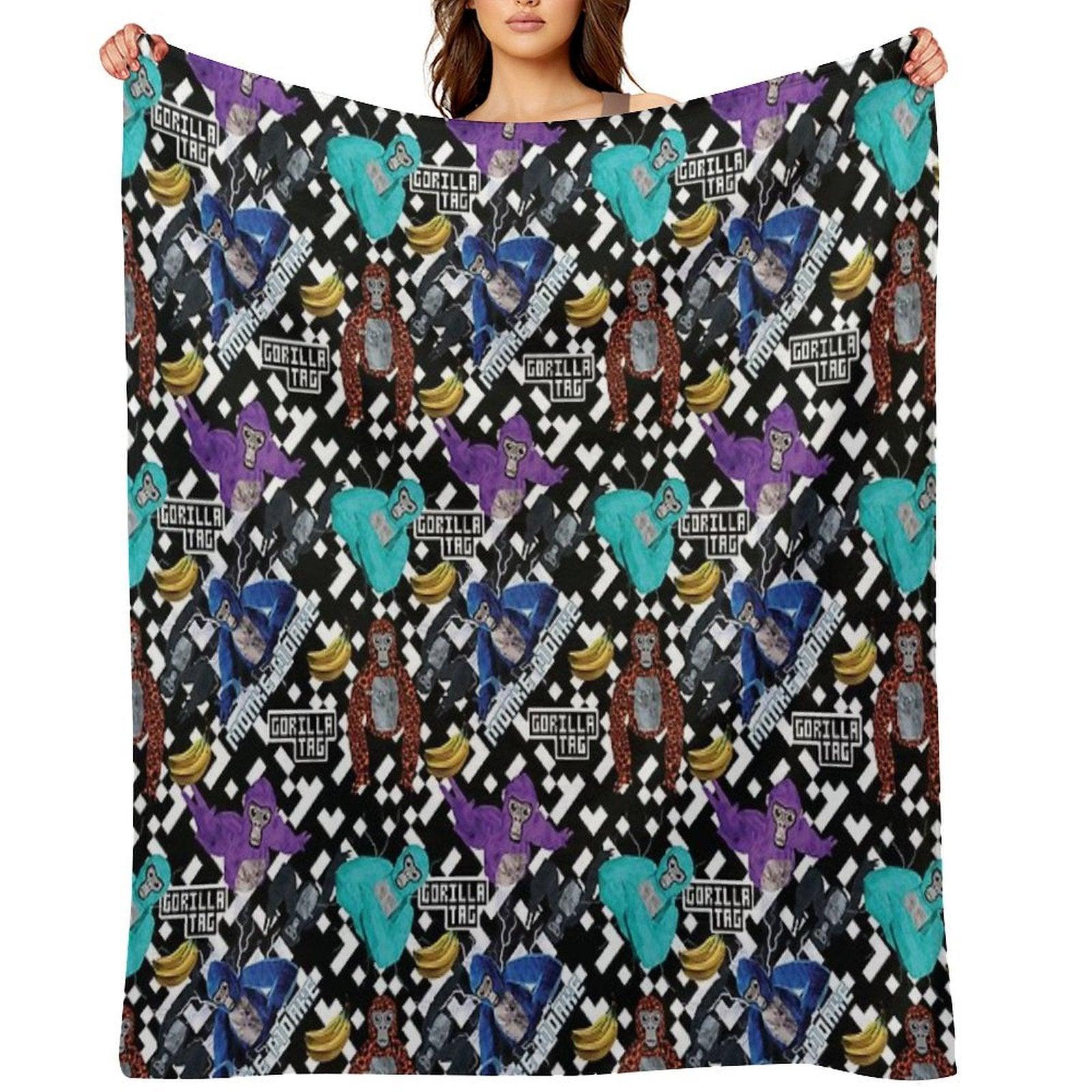 Gorilla Tag VR Gamer Merch Pixel Monke Throw Blanket