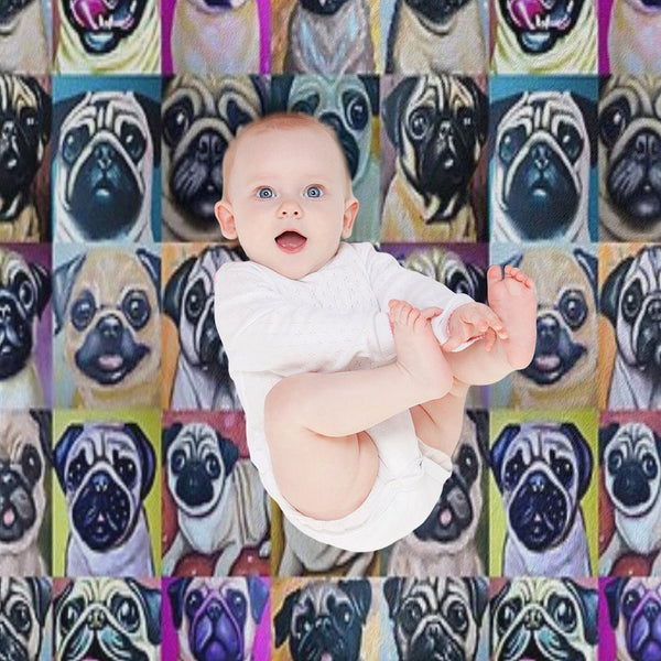 Pugs (Tiled Pattern) Eco-conscious Throw Blanket