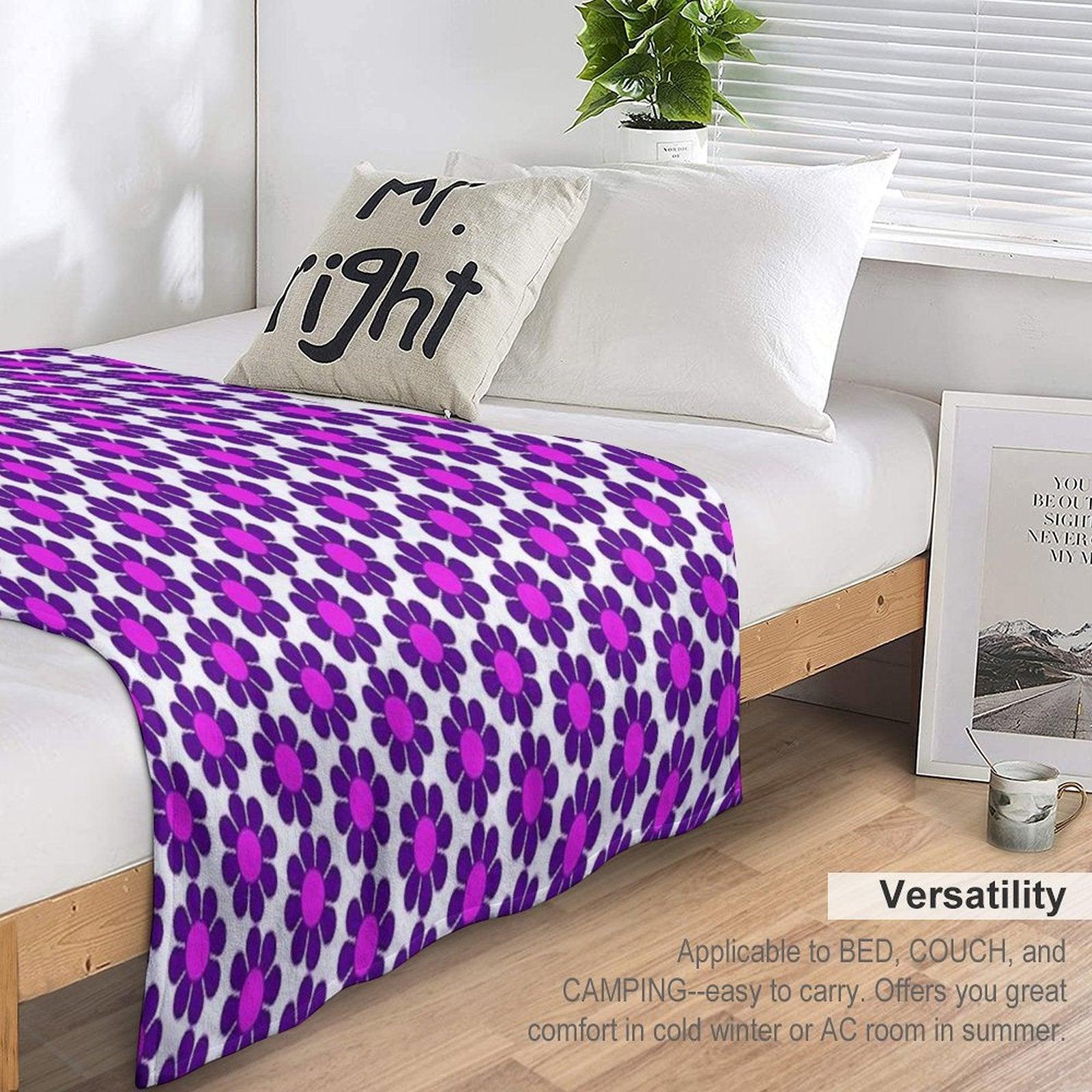 Purple Pink Hippy Flower Daisy Throw Blanket