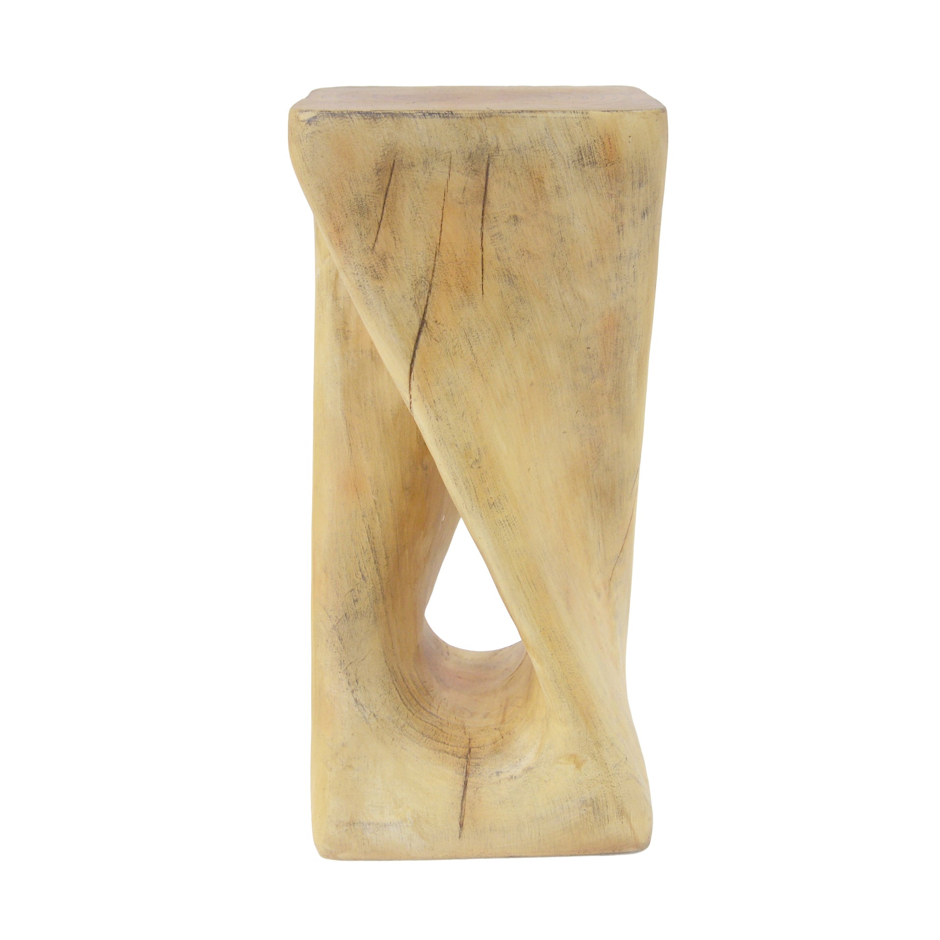 Twist Shape End Table in Wood Like Texture and Natural Color