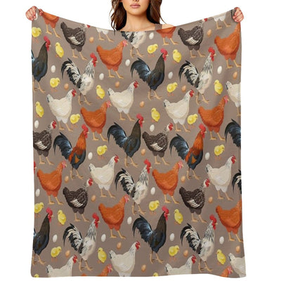 Chicken Colorfull Pattern All-season Throw Blanket
