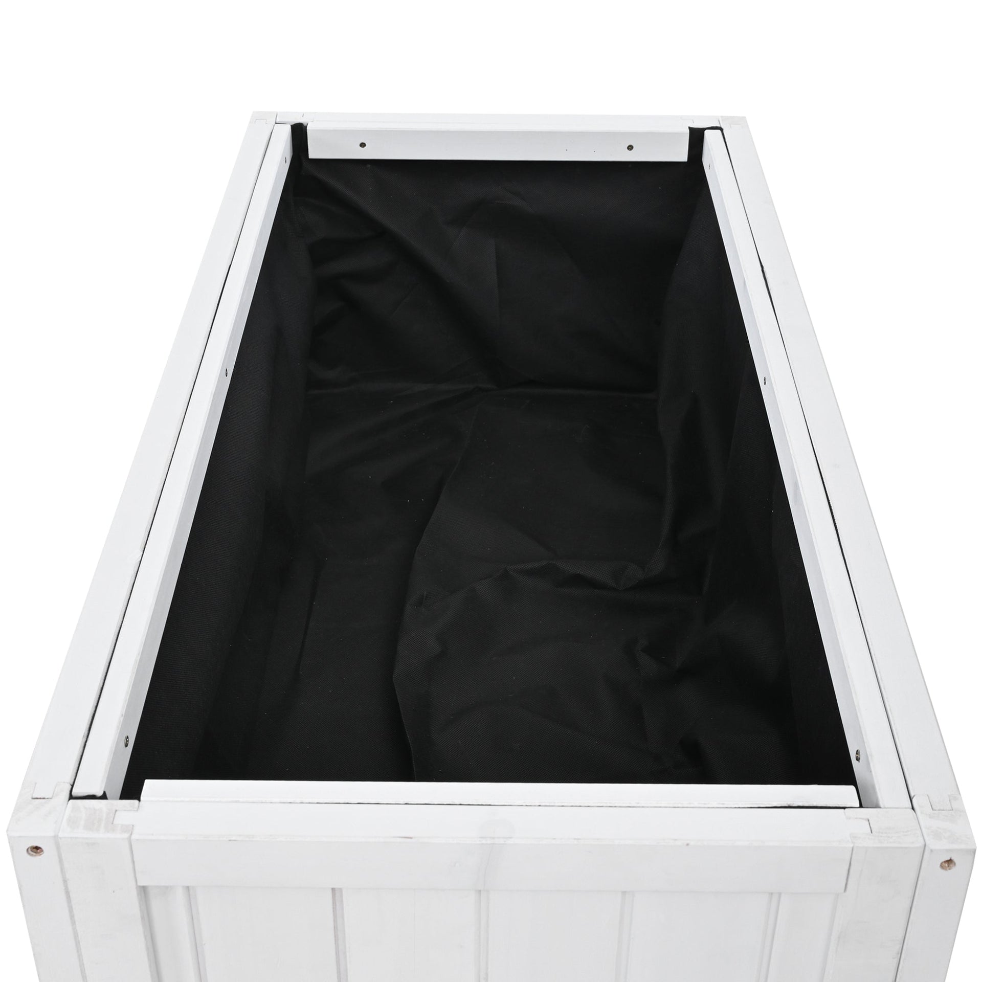 Patio 35.4''x17.7''x37.4'' Mini Wood Cold Frame, Compact 2 Doors Garden Greenhouse with Wheels, Raised Bed with Liner for Indoor Outdoor Use, White