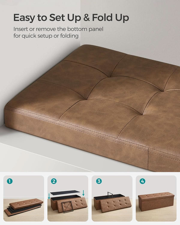 43 Inch Premium Synthetic Leather Ottoman Bench With Lid