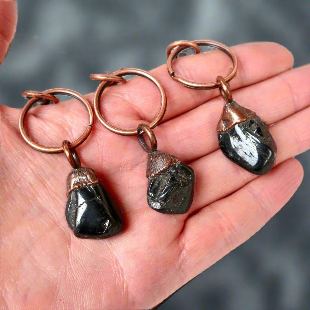 Black Tourmaline Copper Keychain | Handmade by Blackbird & Sage