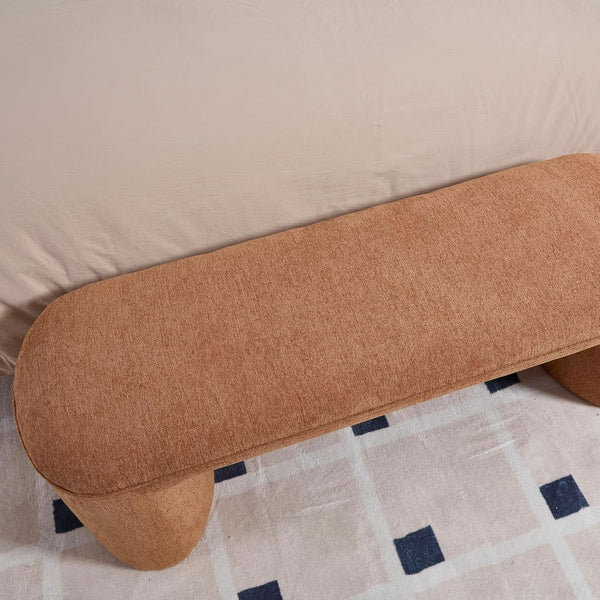 Brown Upholstered 53Inches Storage Ottoman Bench Stools