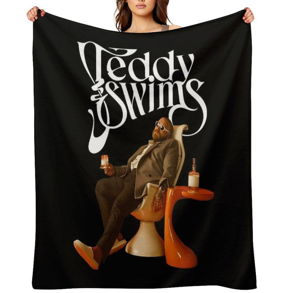 Vintage Pop Art Teddy Swims Multi-functional Throw Blanket