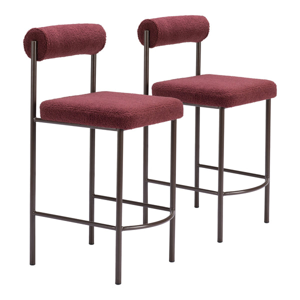 Livorno Counter Stool (Set of 2) Red & Bronze