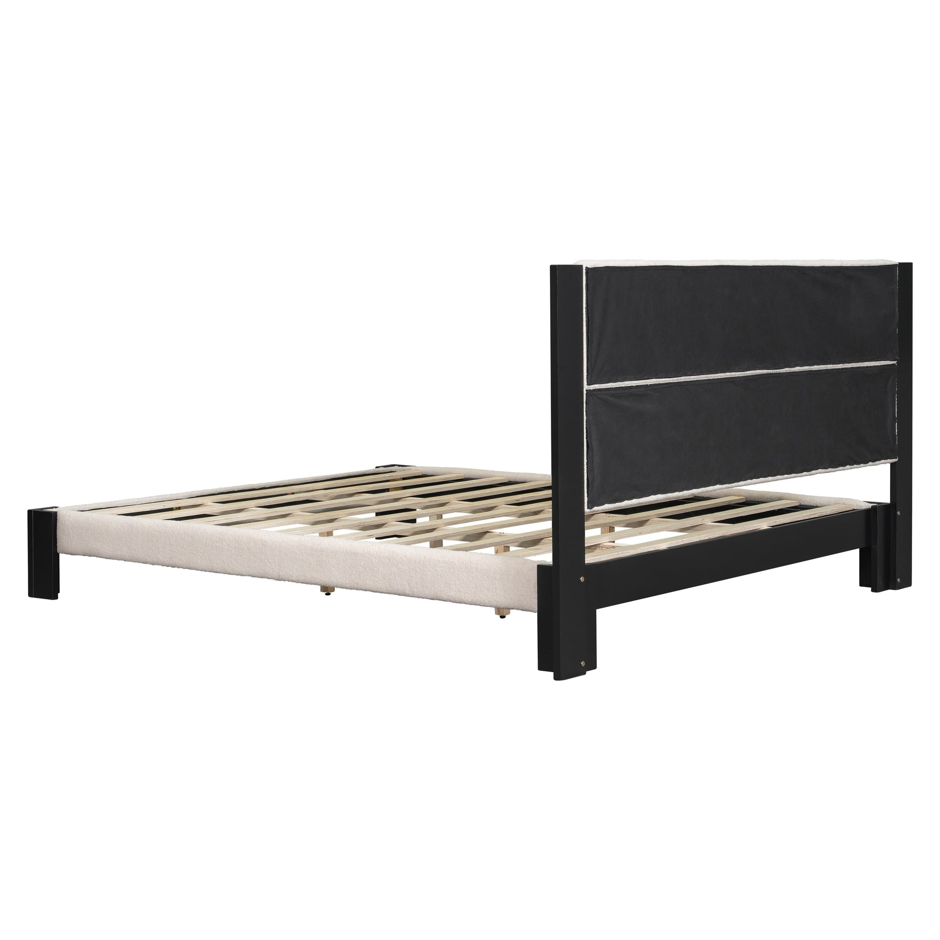 Boucle Cal King Bed Frame with Cube Headboard