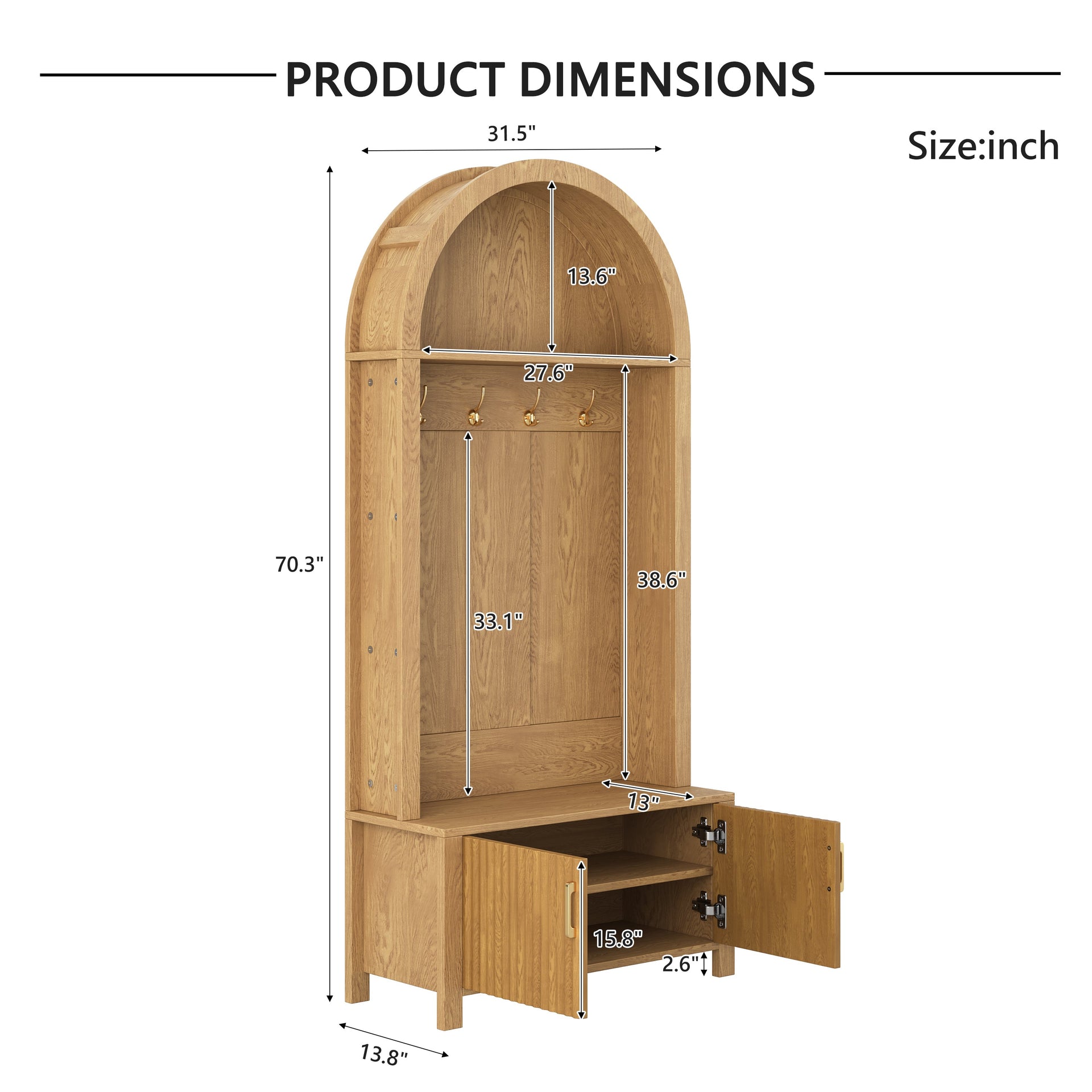 Farmhouse Hall Tree with Storage Bench & Cabinet – Entryway Organizer with Coat Hooks