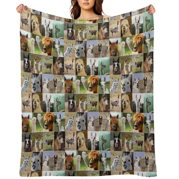 Llamas Photos Collage Shrink-resistant Throw Blanket