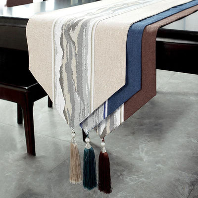Chinese Style Table Runner Solid Linen Cotton Cover Waterproof