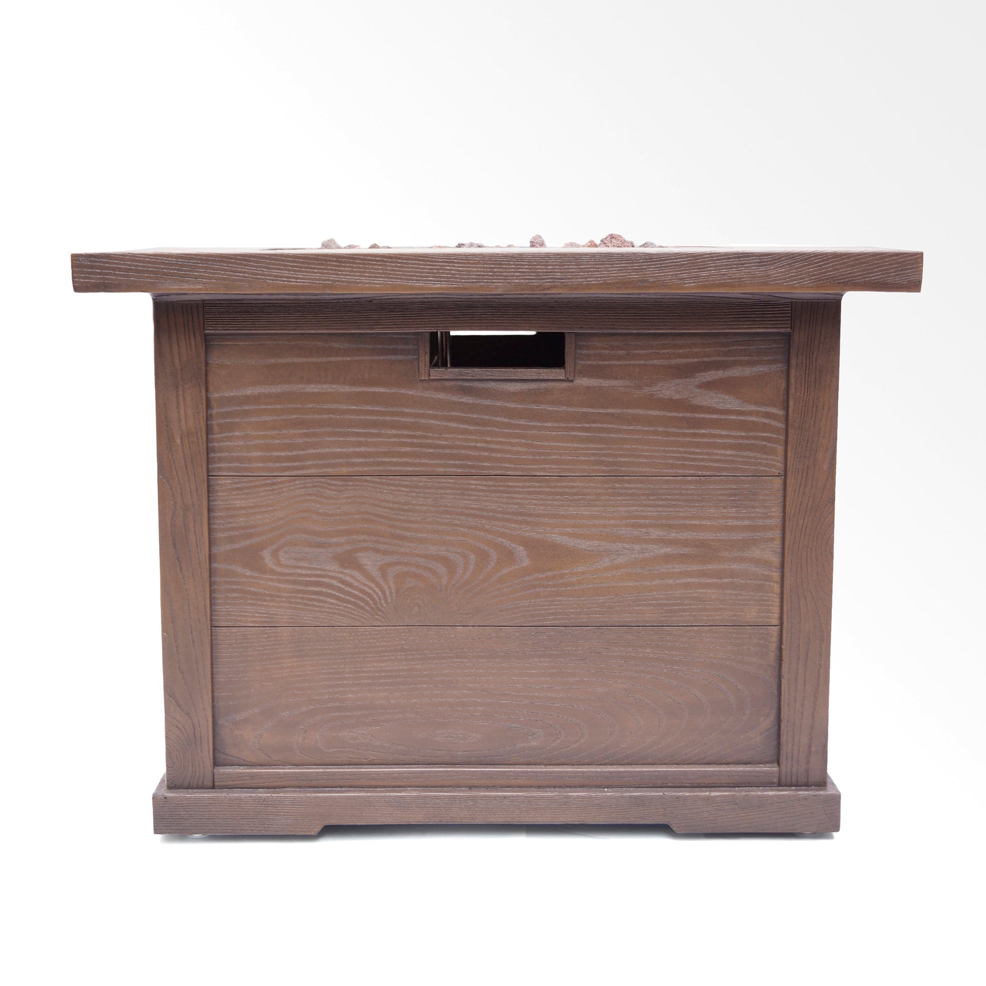 24' H x 32' W Outdoor Patio Square Gas Burning MgO Fire Pit, Tank Inside, 40000 BTU, Brown Wood Pattern