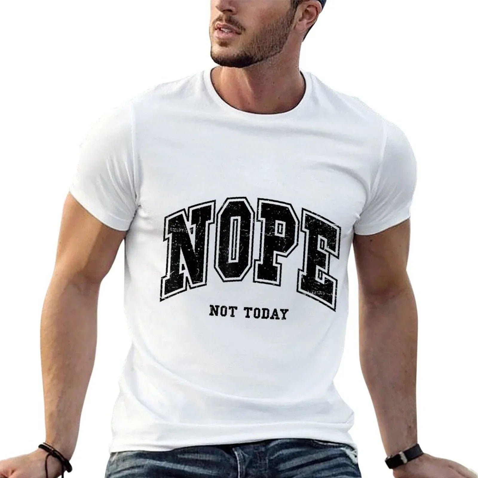 Nope Not Today Funny Quote Varsity Grunge Men Womenns  Heathered Texture T-Shirt