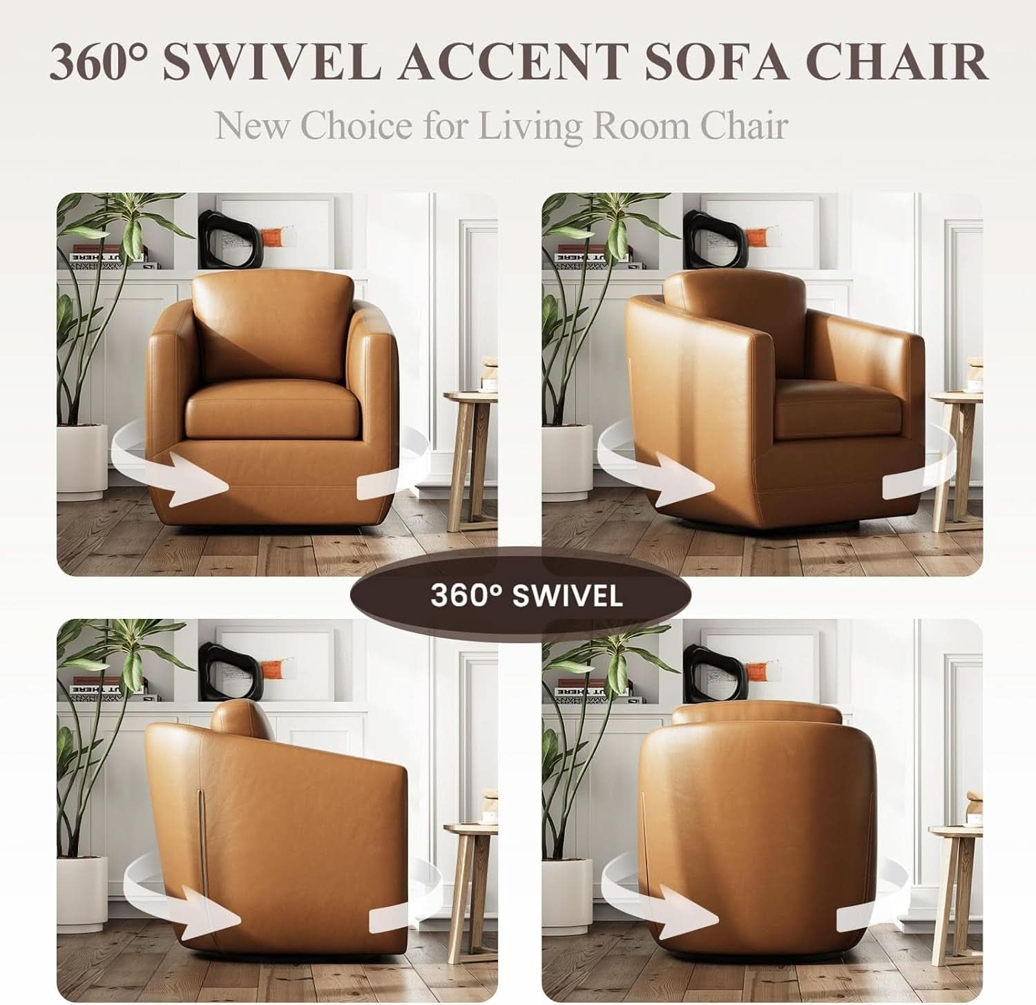 Brown 360 Degree Swivel Premium Upholstered Chairs