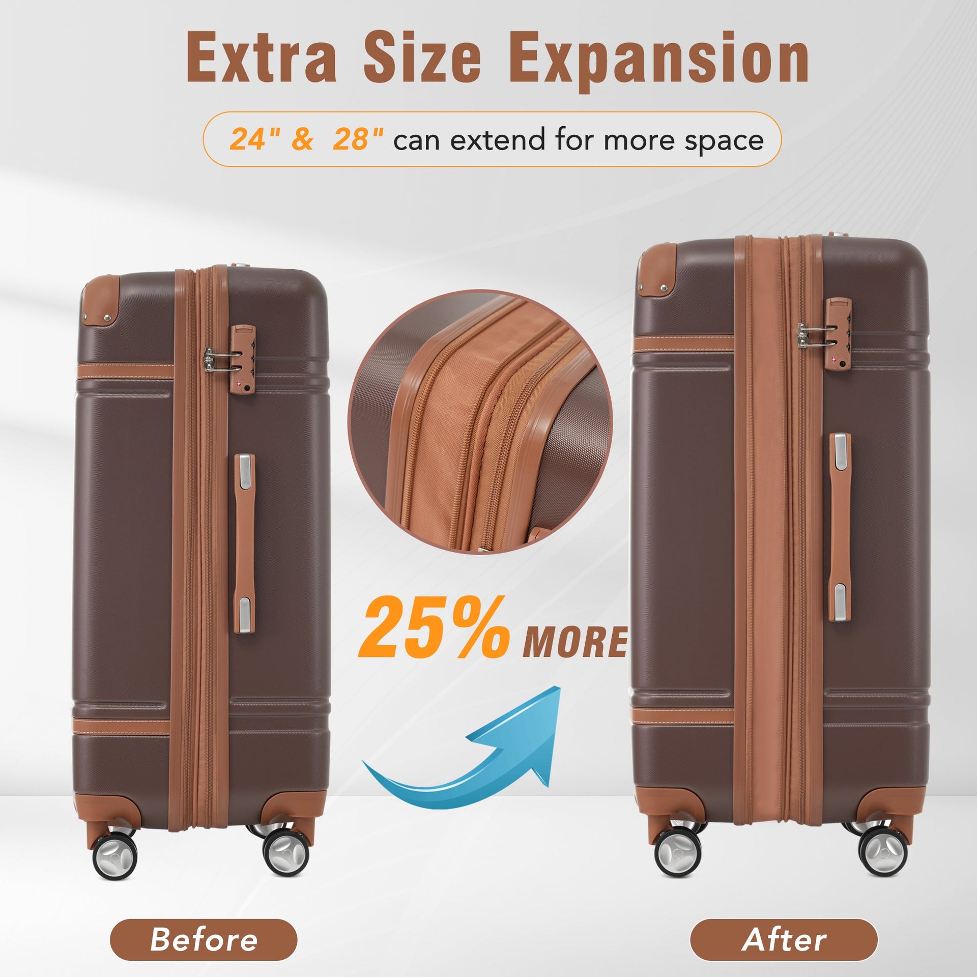 Hardshell Luggage Sets 4 Pieces 20'+24'+28' Luggages and Cosmetic Case Spinner Suitcase with TSA Lock Lightweight