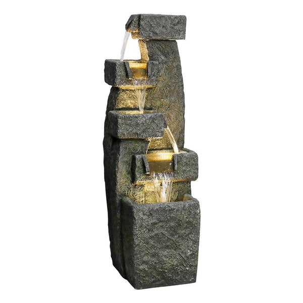 Resin Tiered Outdoor Fountain 5 Tier Modern LED