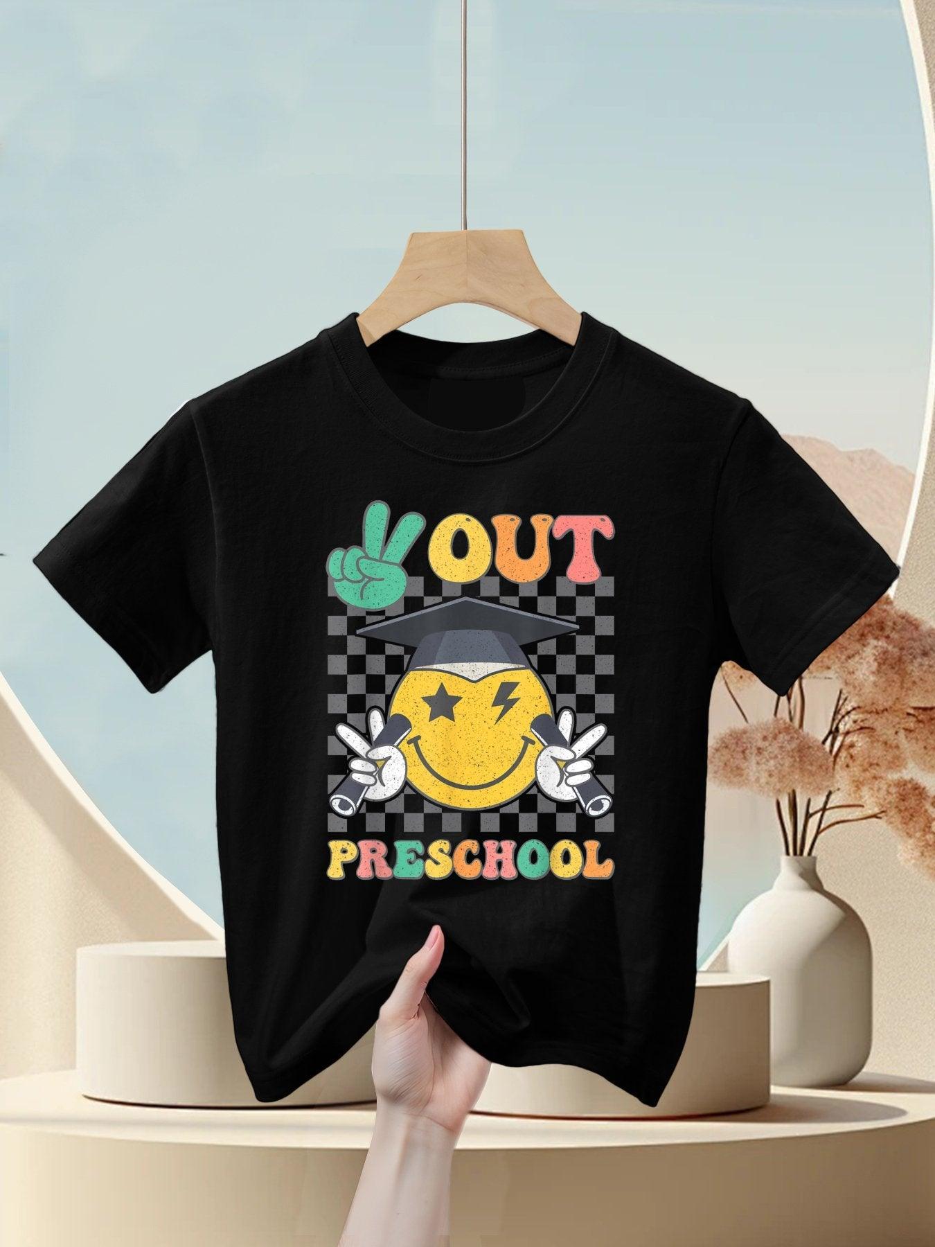 Groovy Peace Out PRESCHOOL Graduation Smile Last Day School Kids T-Shirt