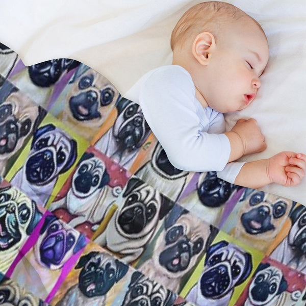 Pugs (Tiled Pattern) Eco-conscious Throw Blanket