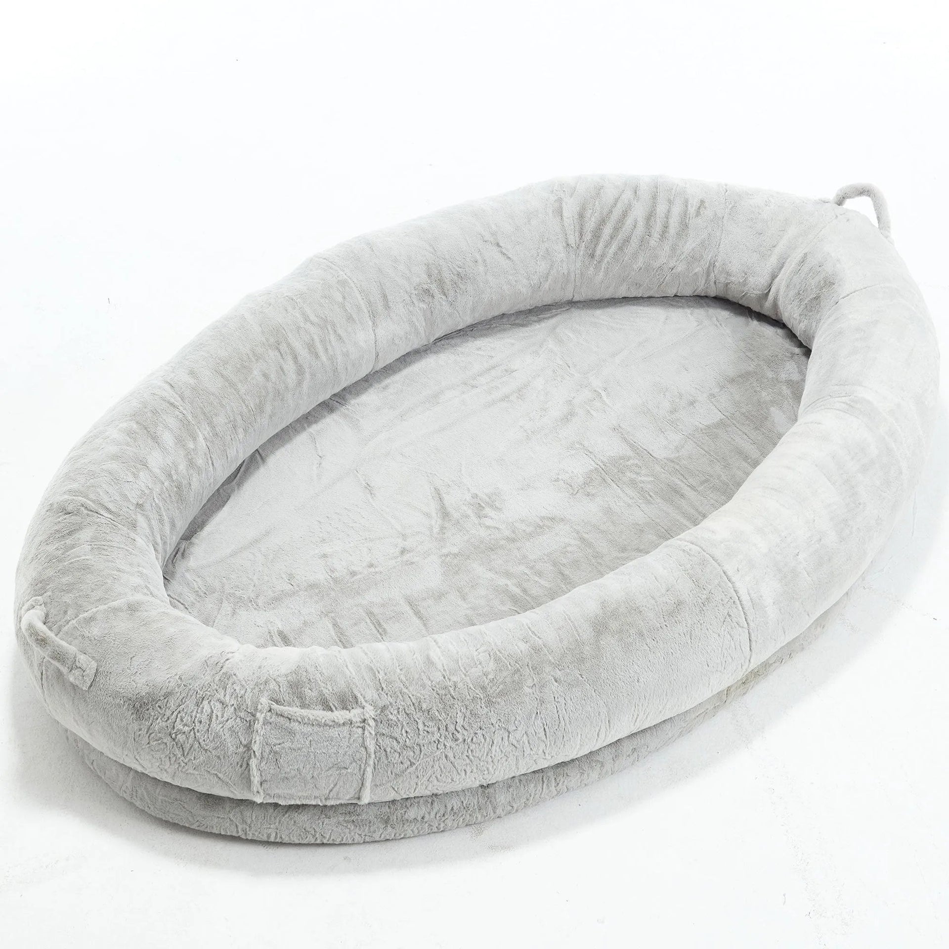 🇫🇷🇪🇪 🇸🇭🇮🇵🇵🇮🇳🇬 Human Dog Bed for Adult, Memory Foam Human Size Pet Bed for Human With Storage Pocket, Light Gray
