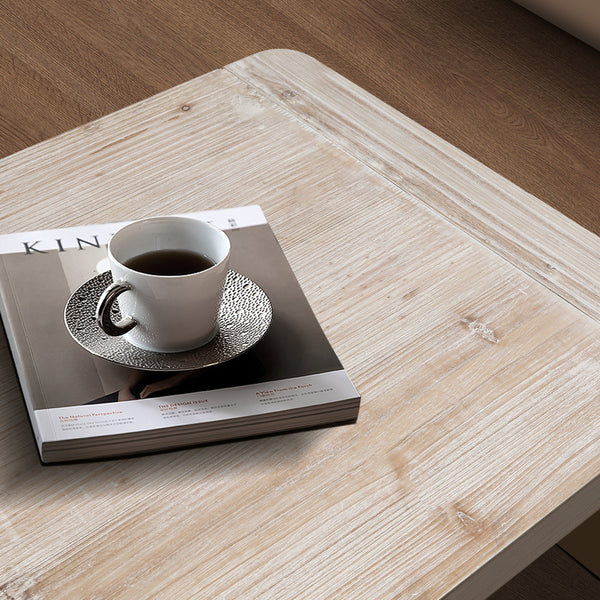 Farmhouse Vintage Crafts Coffee Table,Curved Art Deco Design, Easy Assembly, 48' W x 24' D x 18'(Natural Wood Washed)