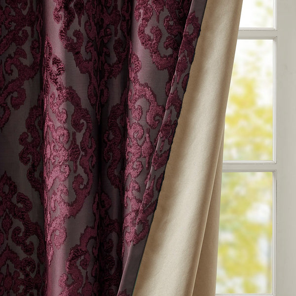 Mirage Knitted Jacquard Damask Total Blackout Grommet Top Curtain Panel by SunSmart - Gifts for You 'n Me