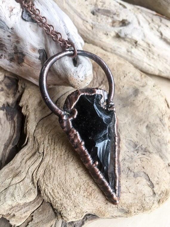 Obsidian Arrowhead Necklace - Grounded Protector | By Blackbird & Sage