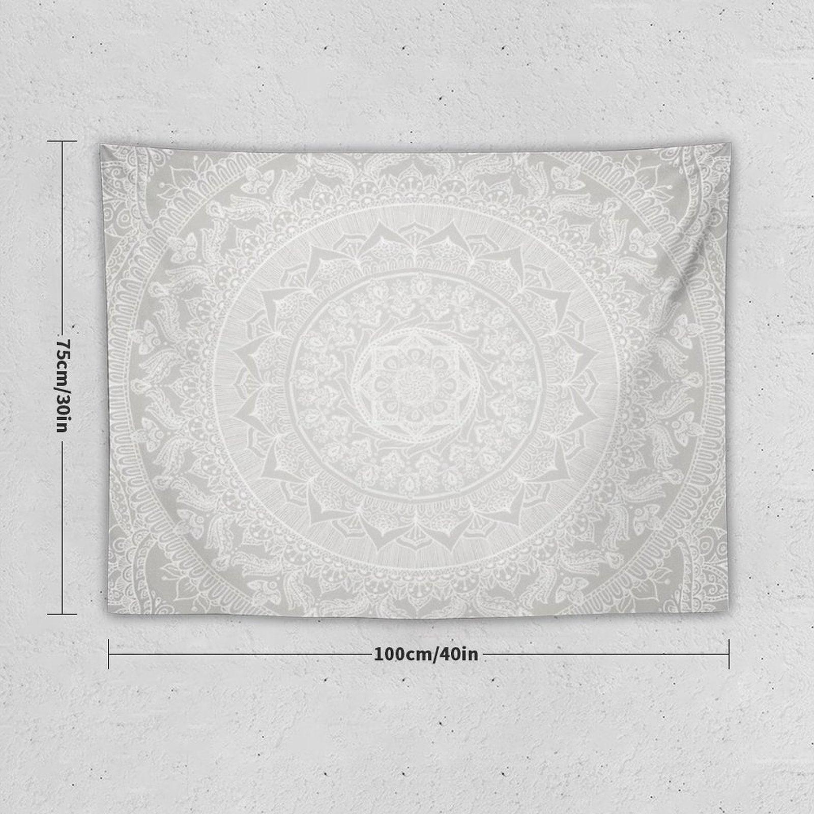 Mandala Soft Gray Tapestry
