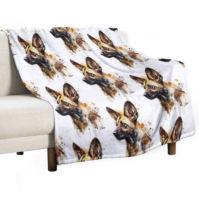 African Wild Dog Compact Throw Blanket