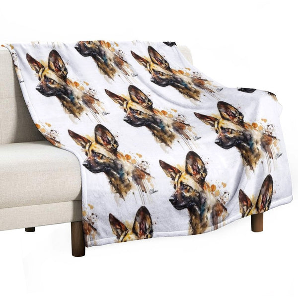 African Wild Dog Compact Throw Blanket