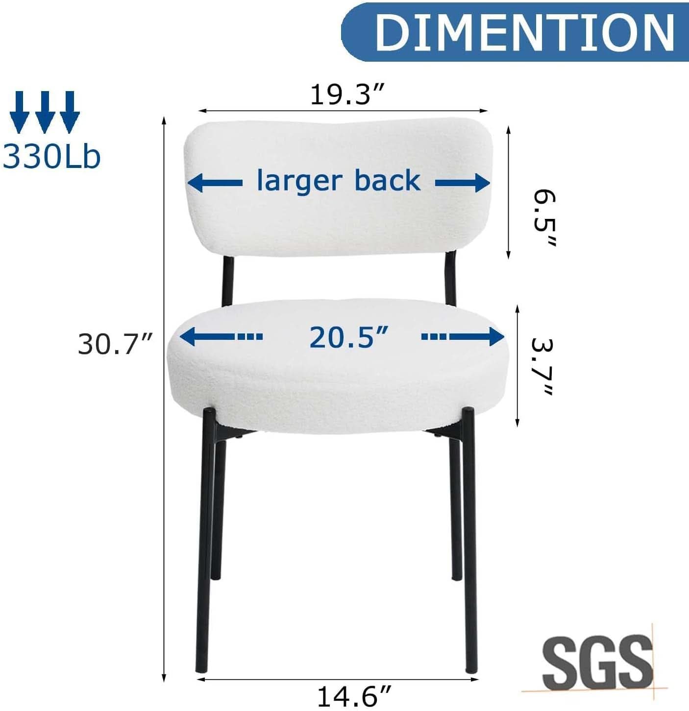 White Boucle Upholstered Dining Chairs With Cushions