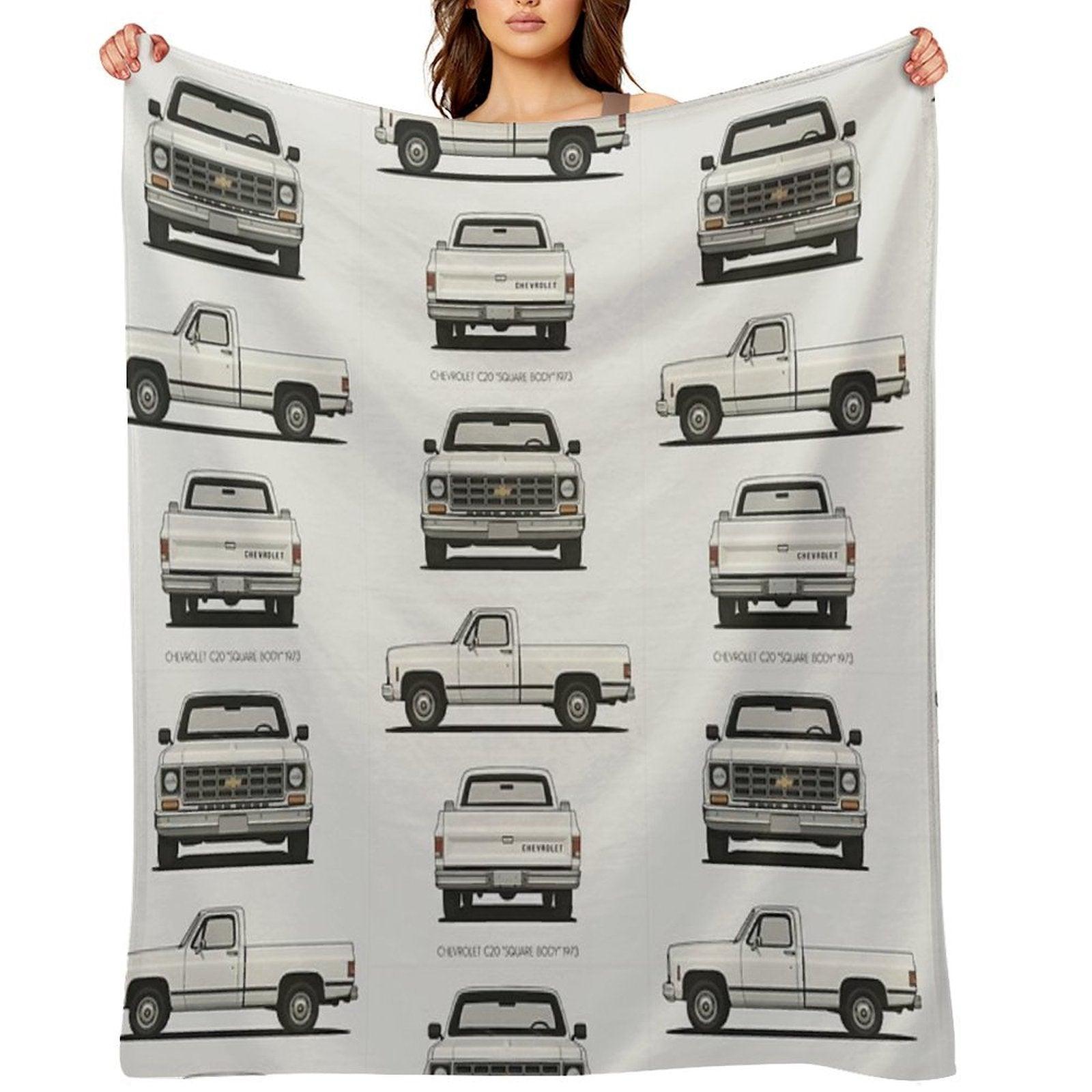 1973 C20 Square Body – Classic Chevy Pickup Triple-View Throw Blanket