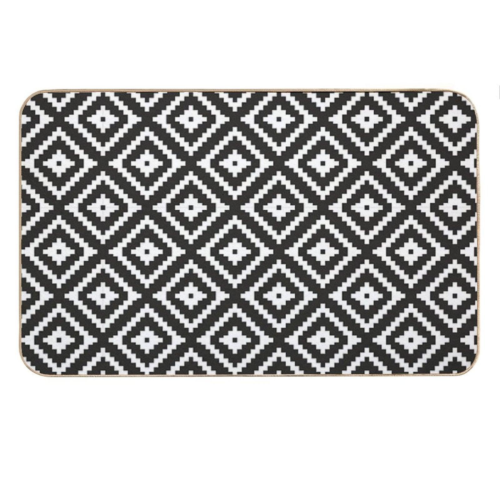 Aztec - White on Black Bath Mat