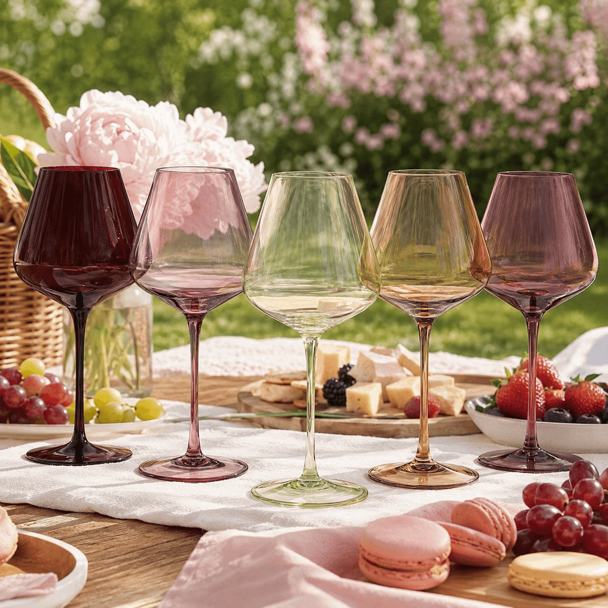Stagioni Stemmed Wine Glassware, Set of 5, 
