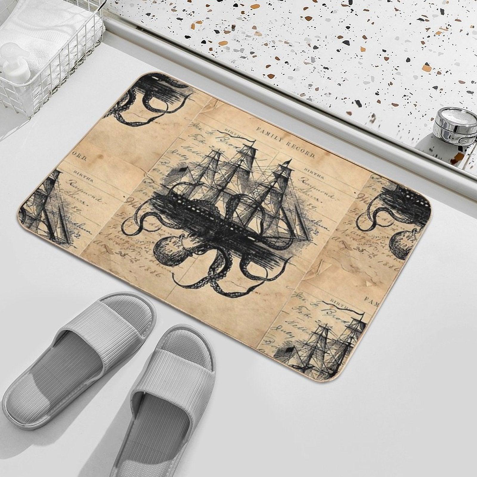 Kraken Attacking Ship on Ledger Design  KAS947 Bath Mat