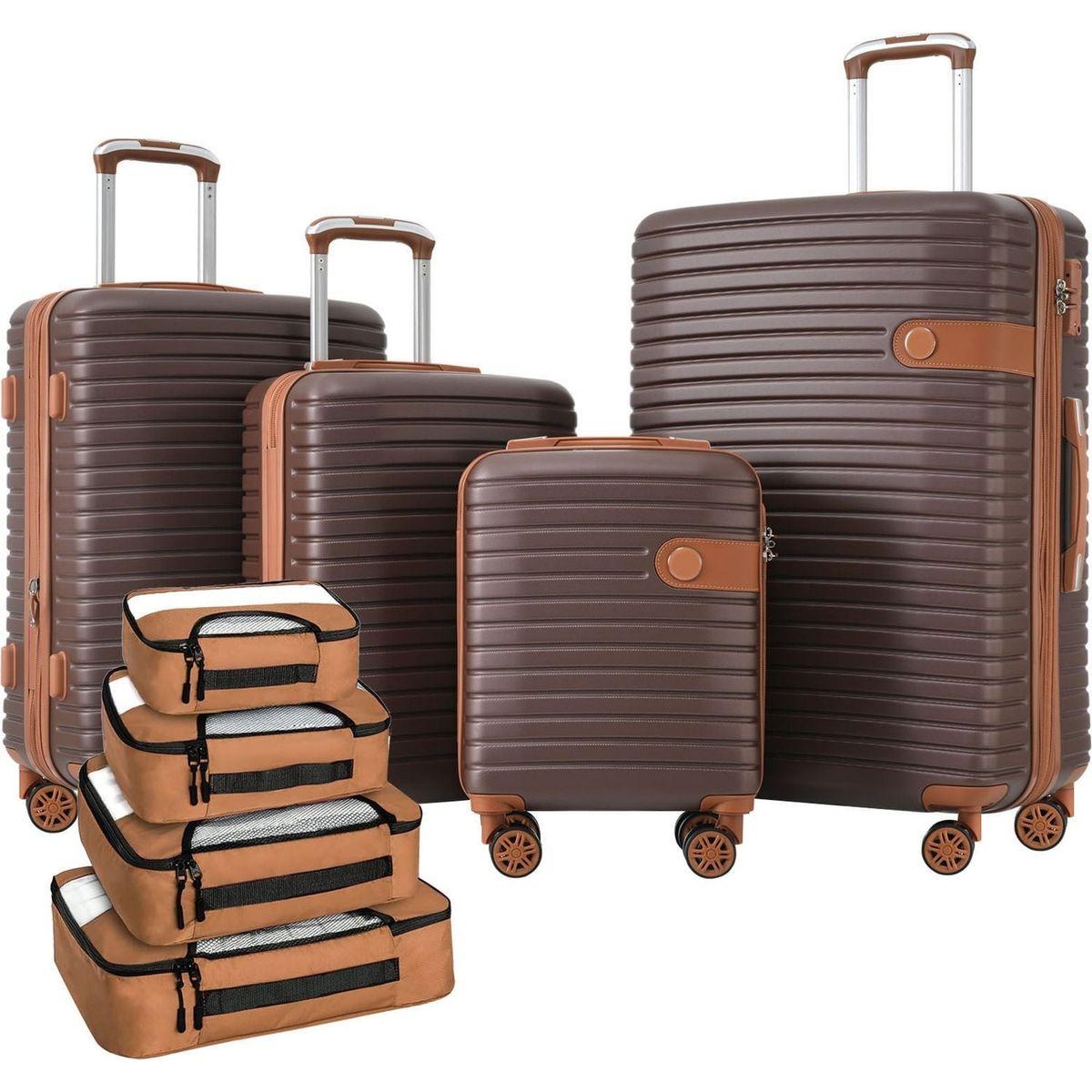4 Piece Luggage Set Suitcase Set, ABS Hard Shell Lightweight Expandable Travel Luggage with 4 Packing Cubes, TSA Lock, Spinner Wheels for Men Women(16/20/24/28)