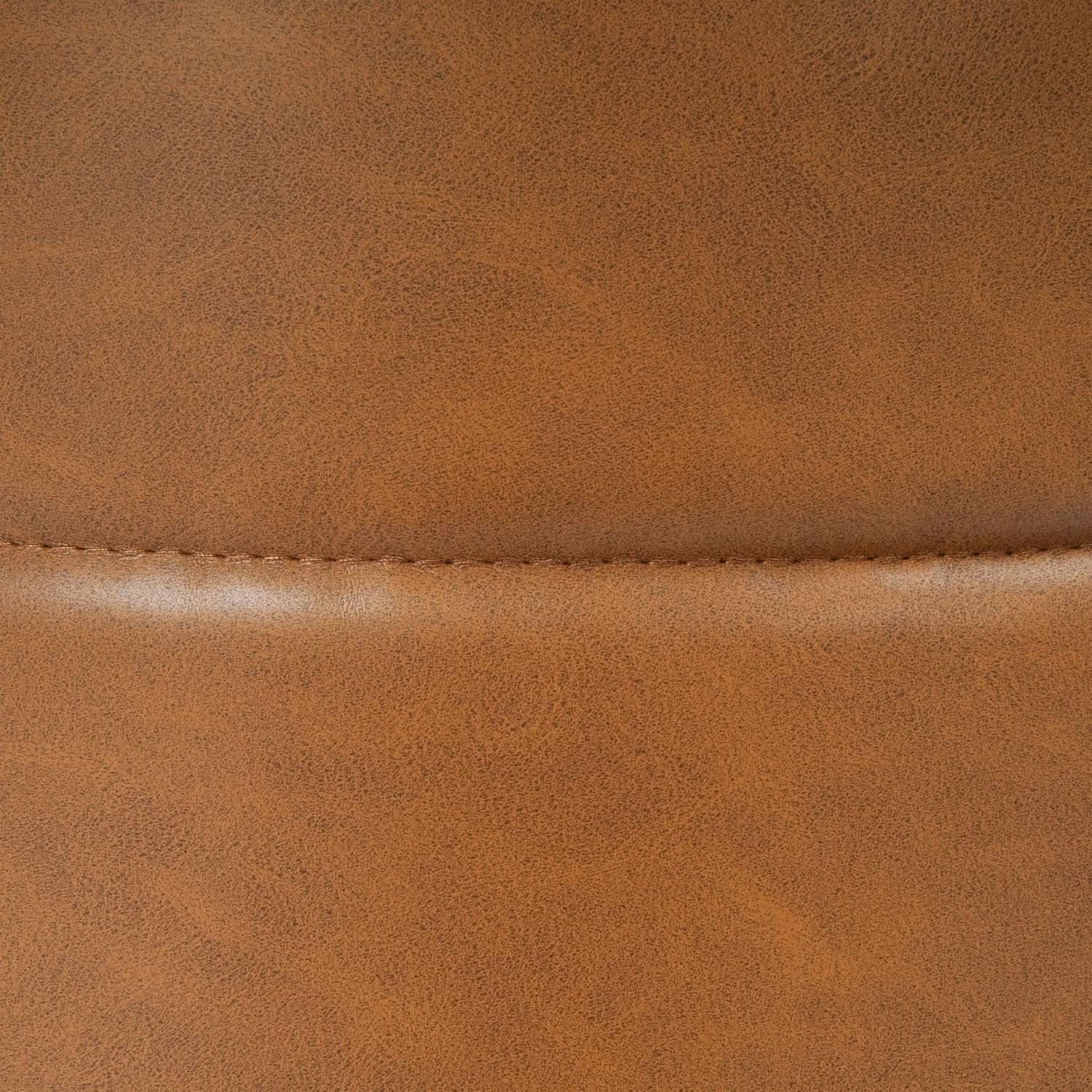 Round Upholstered Faux Leather Ottoman Footrest Camel