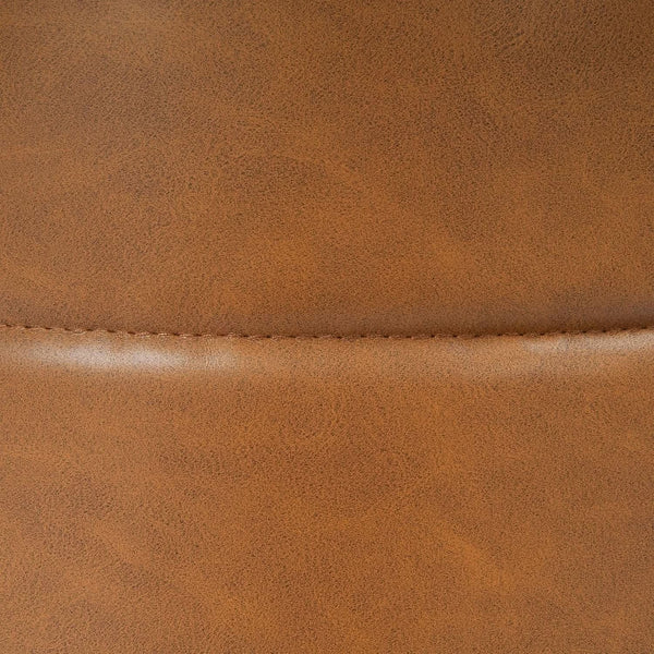 Round Upholstered Faux Leather Ottoman Footrest Camel