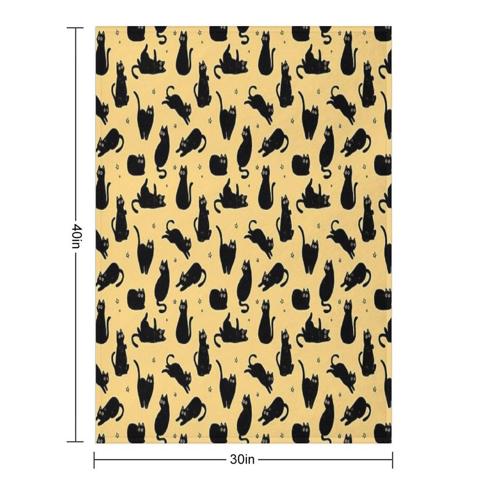 Black Cat Pattern Throw Blanket