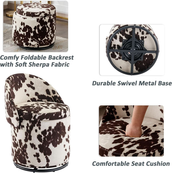 Rotating Brown Storage Ottoman With Hidden Compartment