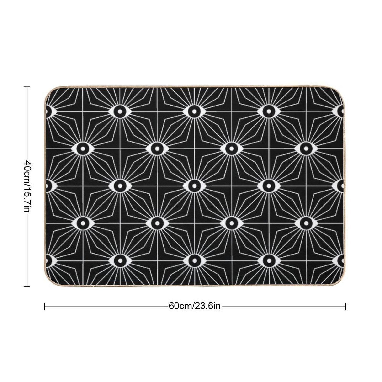 Electric Eyes - Black And White  Toxin-Free Bath Mat