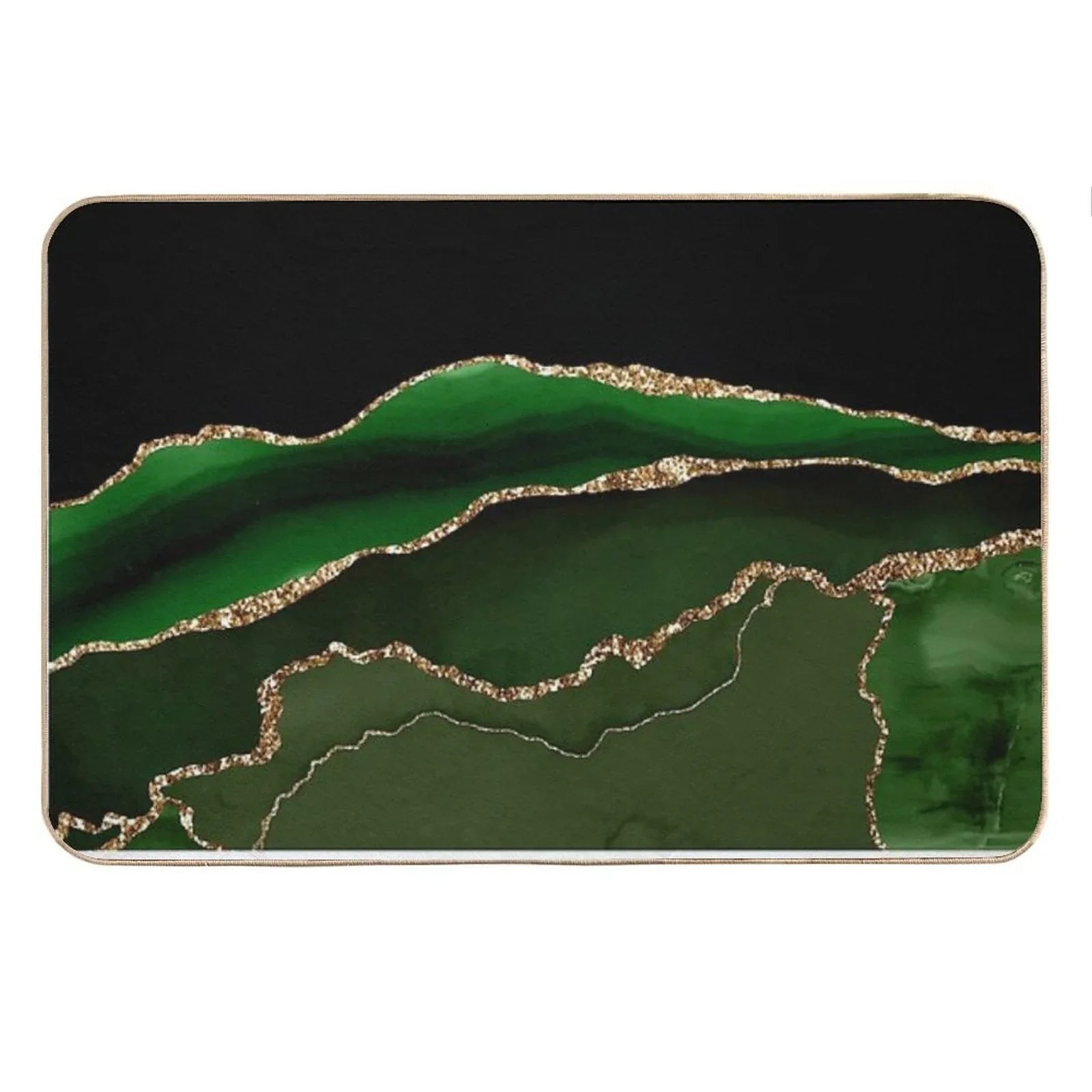 Emerald Green Faux Malachite Marble Bath Mat