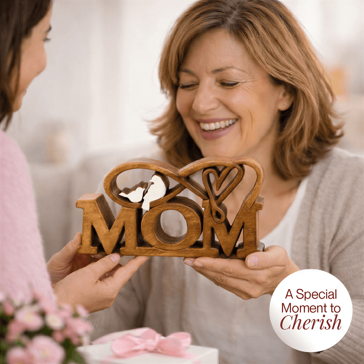 Wooden Mom Sign – Best Mom Ever, Acacia Wood