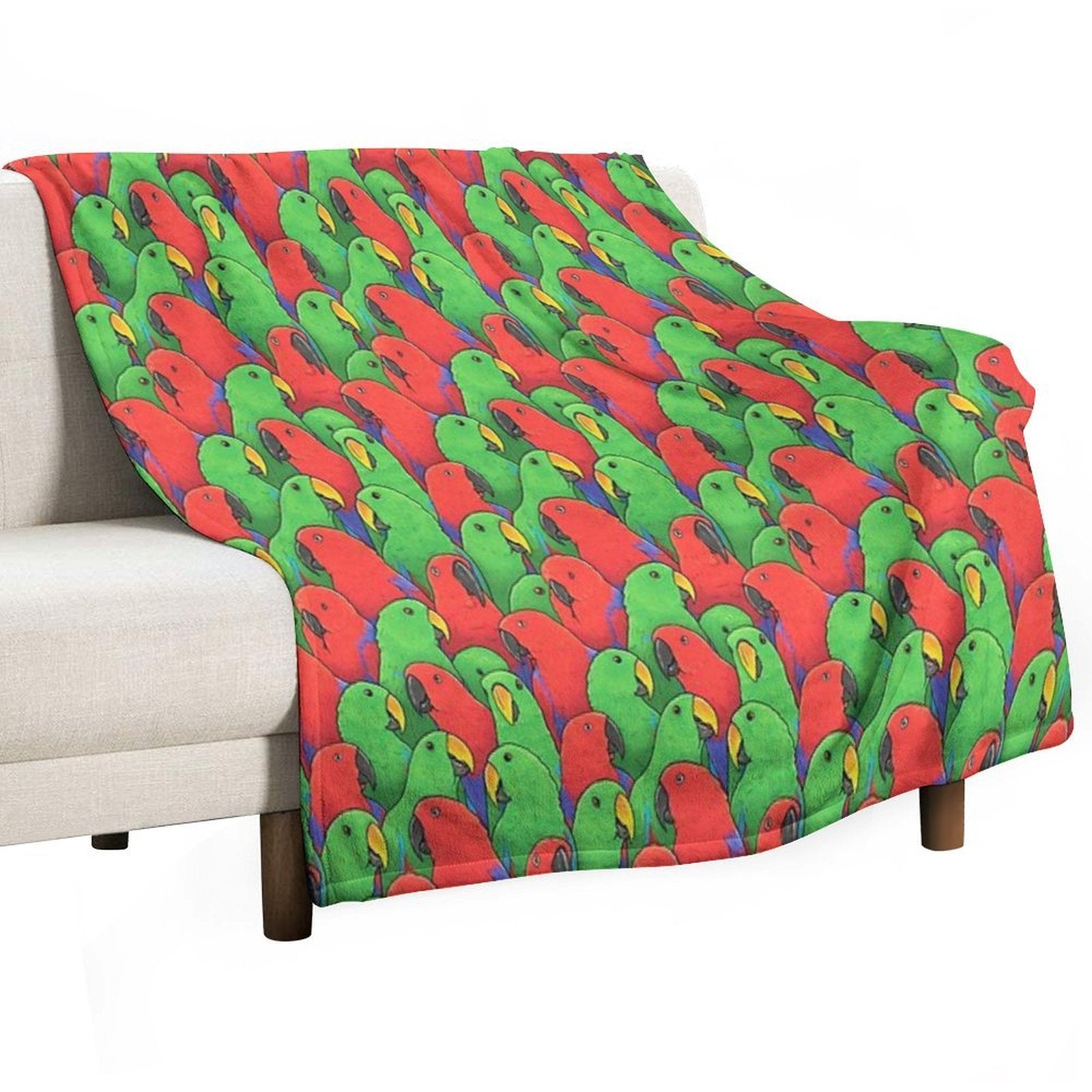 Male And Female Eclectus Parrots Sustainable Throw Blanket