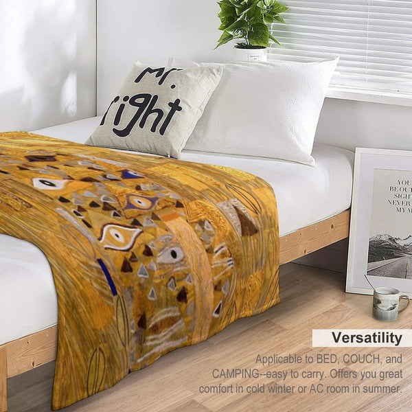 Adele Bloch-Bauer I - Detail by Gustav Klimt Gold Throw Blanket