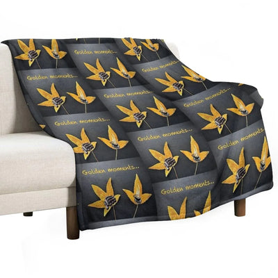 Golden Moments, Coffee And Cake Painting on Autumn Leaves Throw Blanket