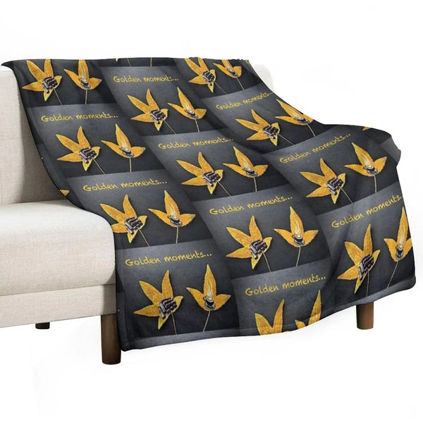 Golden Moments, Coffee And Cake Painting on Autumn Leaves Throw Blanket