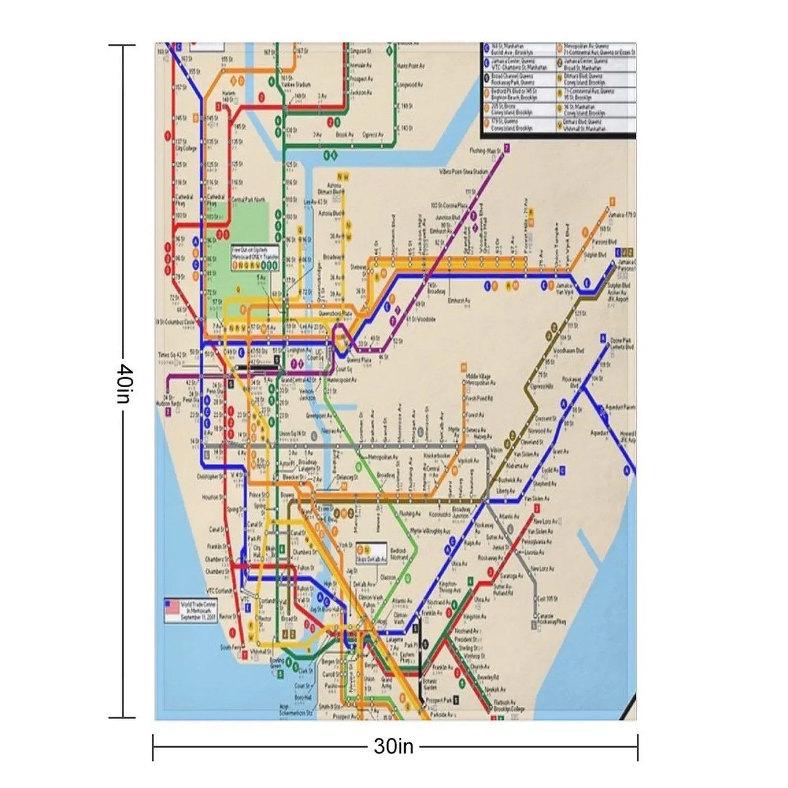 New York City Subway Map Throw Blanket