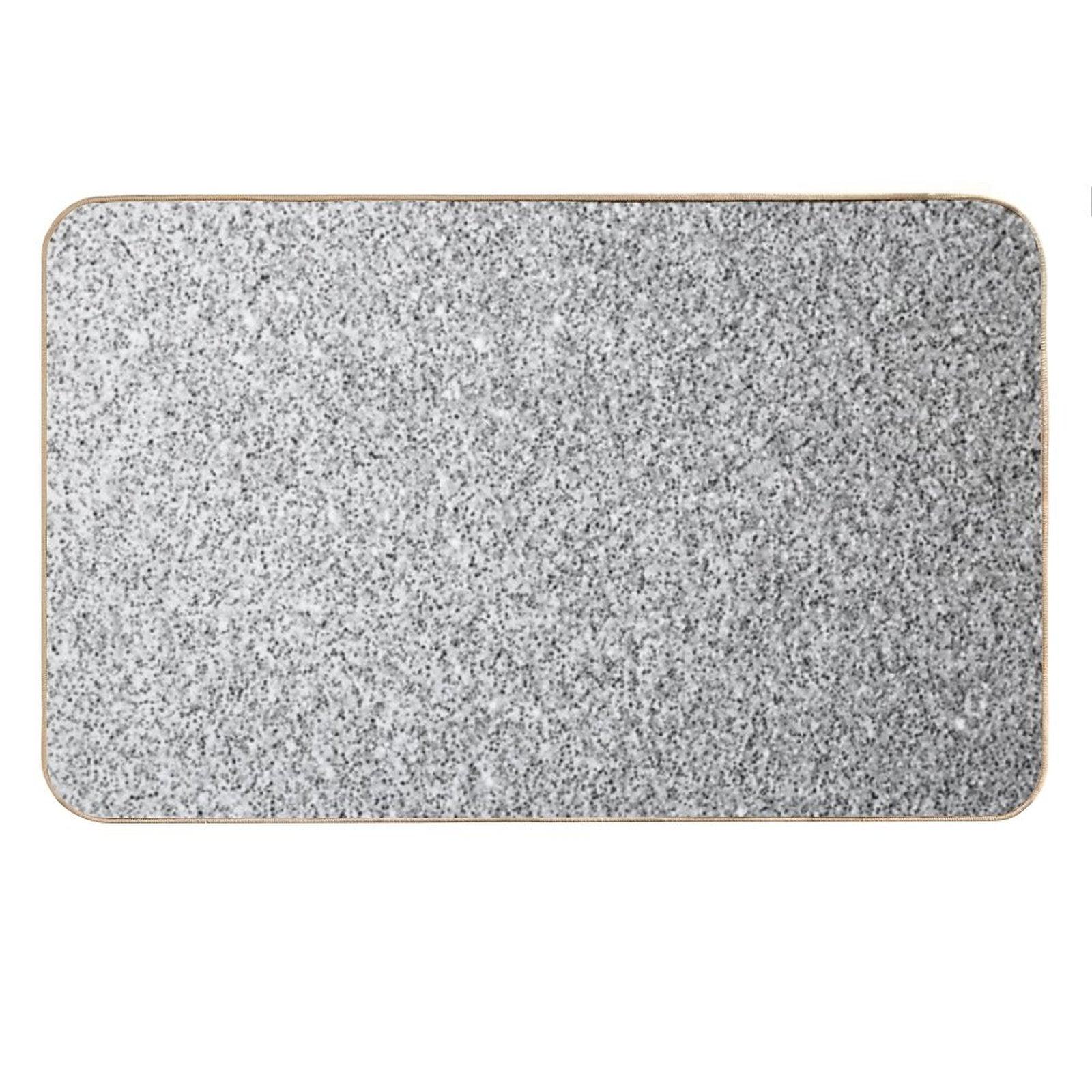 Light Gray, Black And White Elegant Design (Photo of Glitter - Not Reflective) Bath Mat