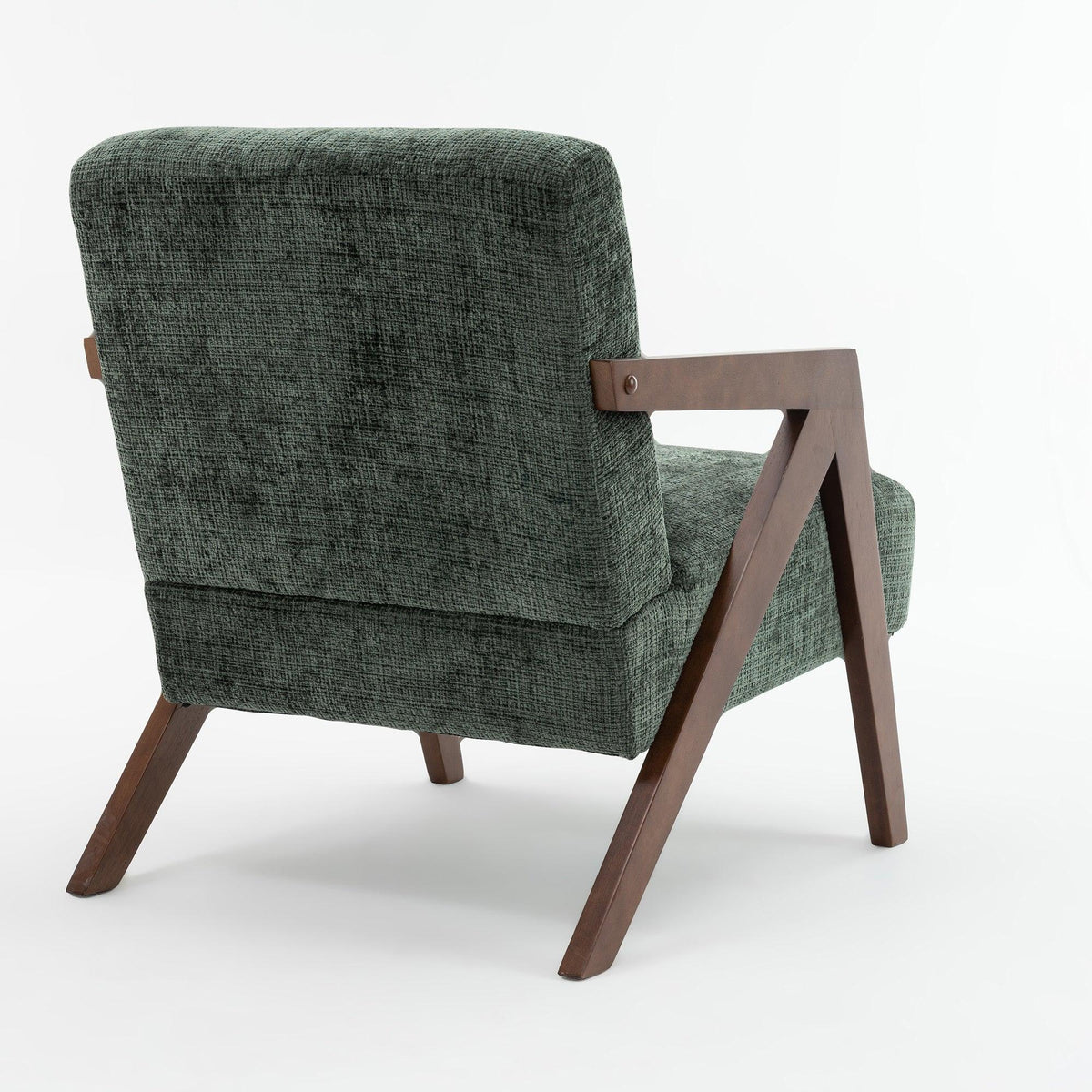 Mid-Century Modern Dark Green Chenille Accent Chair